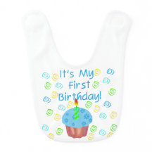 Ęr bavoir d'anniversaire de petit gâteau bleu