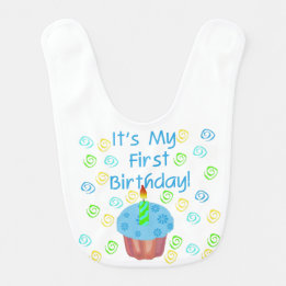 Ęr bavoir d'anniversaire de petit gâteau bleu