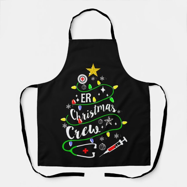 ER Christmas Tree Crew Emergency Room Nurse Apron (Front)