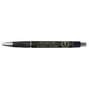 ER Doctor - Medical Symbol - Black and Gold Pen