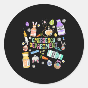 Er Easter Nurse Crew Easter Day Emergency Room Nur Classic Round Sticker