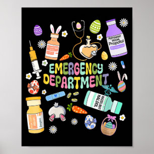 Er Easter Nurse Crew Easter Day Emergency Room Nur Poster