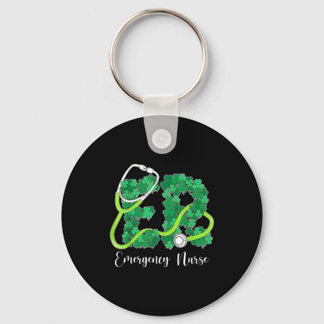 Er Emergency Nurse Stethoscope St. Patrick's Day S Keychain (Front)
