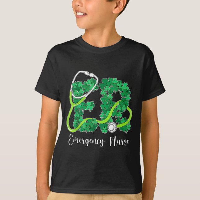 Er Emergency Nurse Stethoscope St. Patrick's Day S T-Shirt (Front)