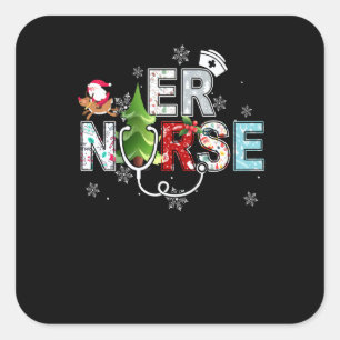 Er Emergency Room Nurse Stethoscope Christmas Orna Square Sticker