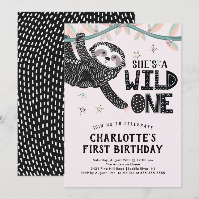 ęr Invitation d'anniversaire de paresse (Devant / Derrière)