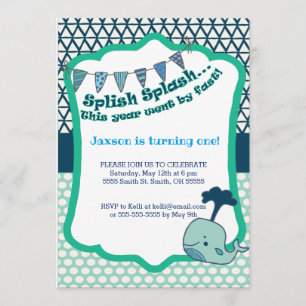 ęr Invitation de baleine d'anniversaire