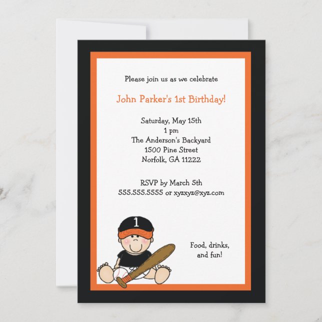 Ęr invitation de fête d'anniversaire de base-ball (Devant)