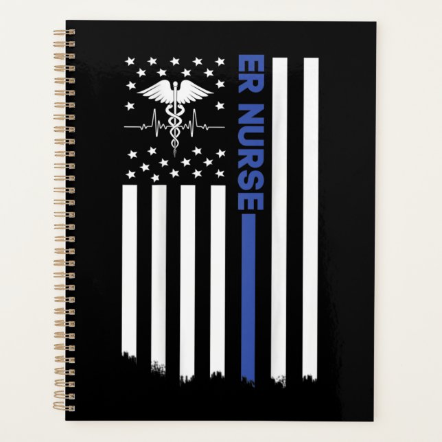 ER Nurse American Flag Nursing ER EMT Nurse Planner (Front)