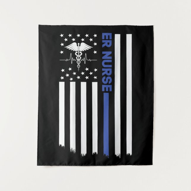 ER Nurse American Flag Nursing ER EMT Nurse Tapestry (Front)