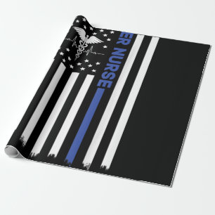 ER Nurse American Flag Nursing ER EMT Nurse Wrapping Paper