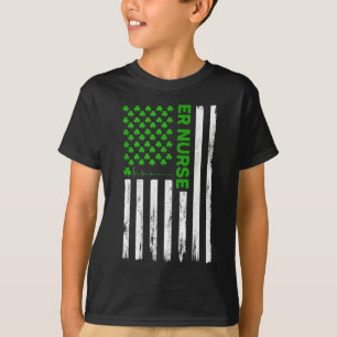 ER Nurse American Flag Shamrock St Patrick's Day 2 T-Shirt