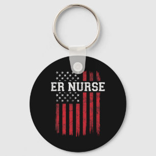 Er Nurse American Flag Usa Patriot Patriotic Nursi Keychain