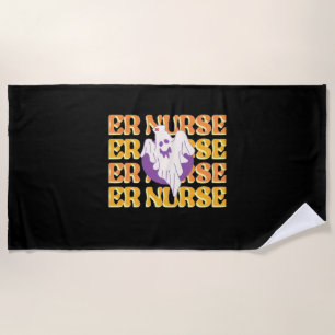 ER Nurse Boo Crew Emergency Room Nurse Halloween C Beach Towel