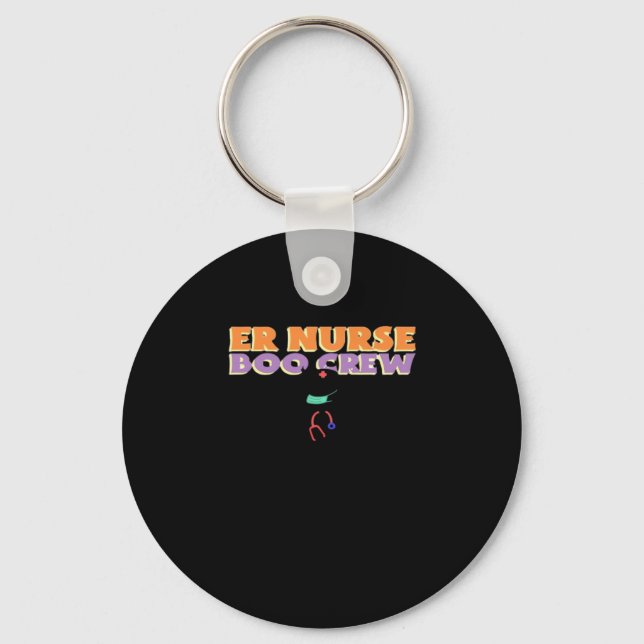 ER Nurse Boo Crew Emergency Room Nurse Halloween C Keychain (Front)