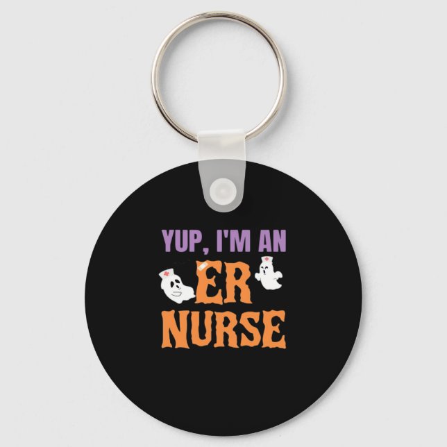 ER Nurse Boo Crew Emergency Room Nurse Halloween C Keychain (Front)