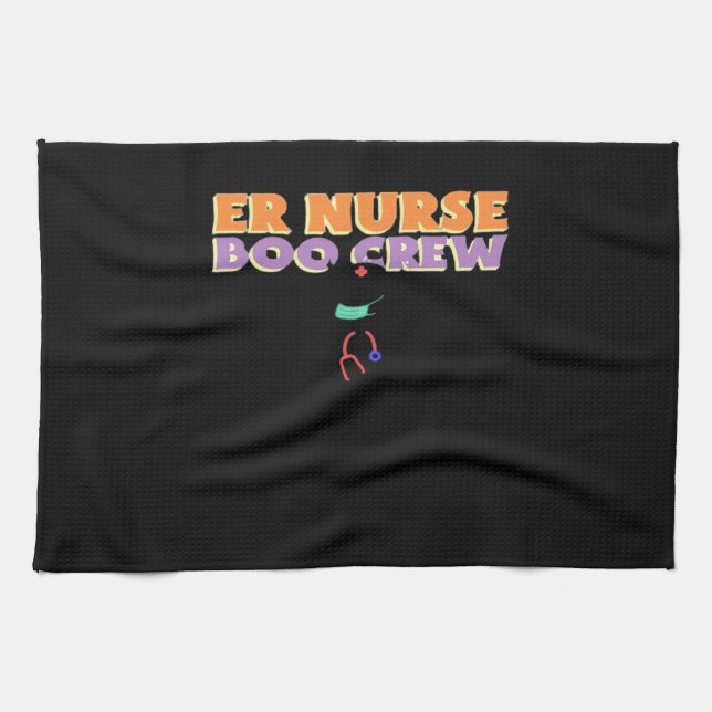 ER Nurse Boo Crew Emergency Room Nurse Halloween C Kitchen Towel (Horizontal)