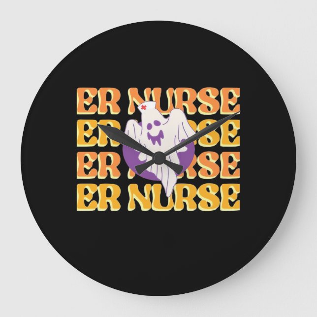 ER Nurse Boo Crew Emergency Room Nurse Halloween C Large Clock (Front)