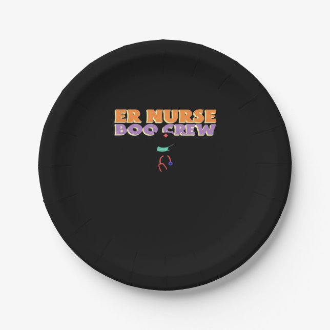 ER Nurse Boo Crew Emergency Room Nurse Halloween C Paper Plate (Front)