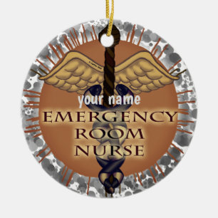 ER Nurse Caduceus Ceramic Ornament