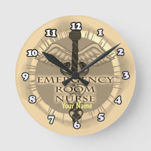 ER Nurse Caduceus Round Clock