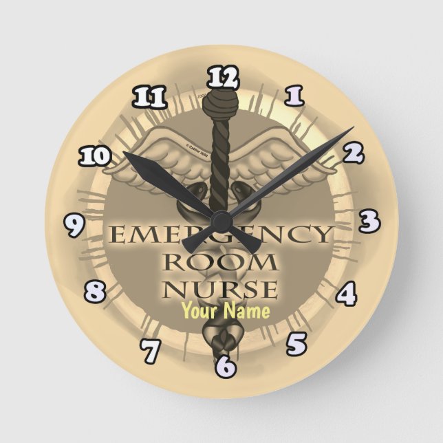 ER Nurse Caduceus  Round Clock (Front)