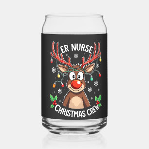ER Nurse Christmas Crew Nursing Xmas Santa  Can Glass