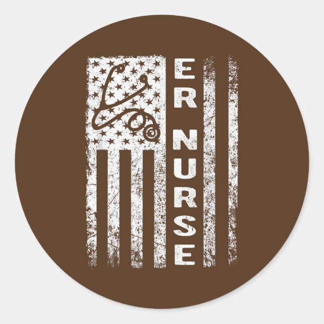 Er Nurse Flag Emergency Room Nurse  Classic Round Sticker (Front)