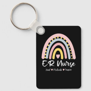 Er Nurse Heal Motivate Inspire Boho Rainbow Cute Keychain