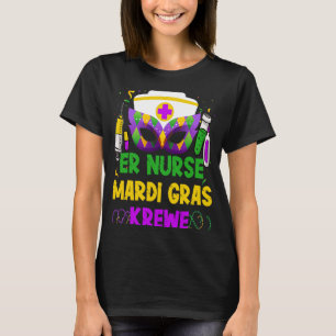 ER Nurse Krewe  Mardi Gras Nursing Mask Carnival W T-Shirt