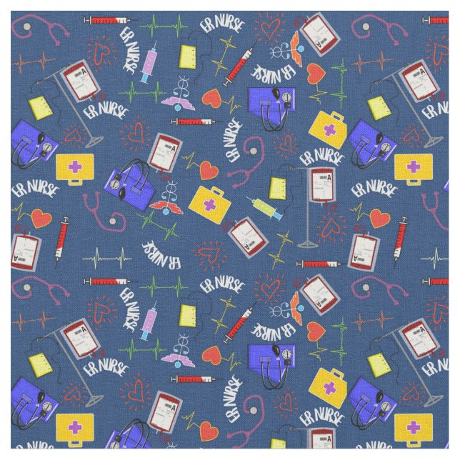 ER Nurse Navy Blue Fabric (Close Up)