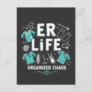 ER Nurse Organized chaos Funny Healthcare Nursing Holiday Postcard