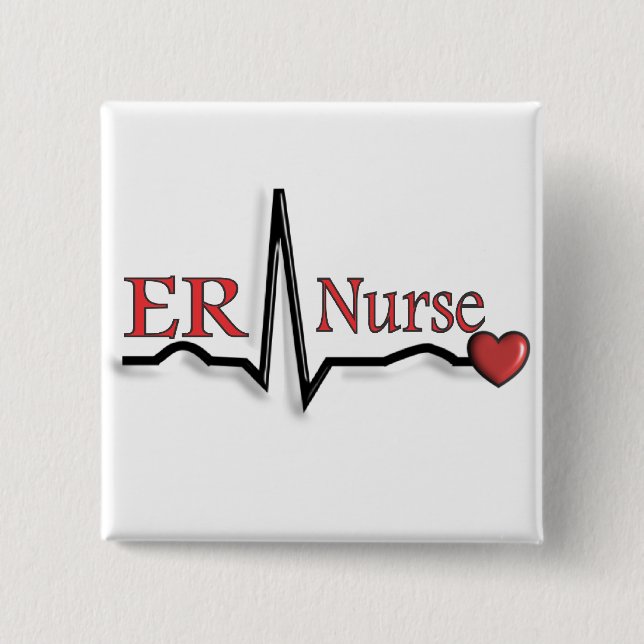 ER Nurse QRS Design 2 Inch Square Button (Front)