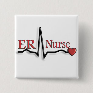 ER Nurse QRS Design 2 Inch Square Button