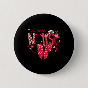 Er Nurse Stethoscope Coquette Bow Heart Valentine 2 Inch Round Button