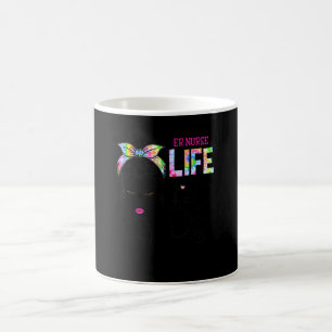 Er Nurse Stethoscope Tie Dye Messy Bun Nurses Week Coffee Mug