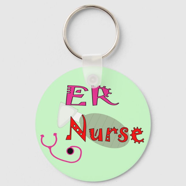 ER Nurse T-shirts & Gifts Keychain (Front)