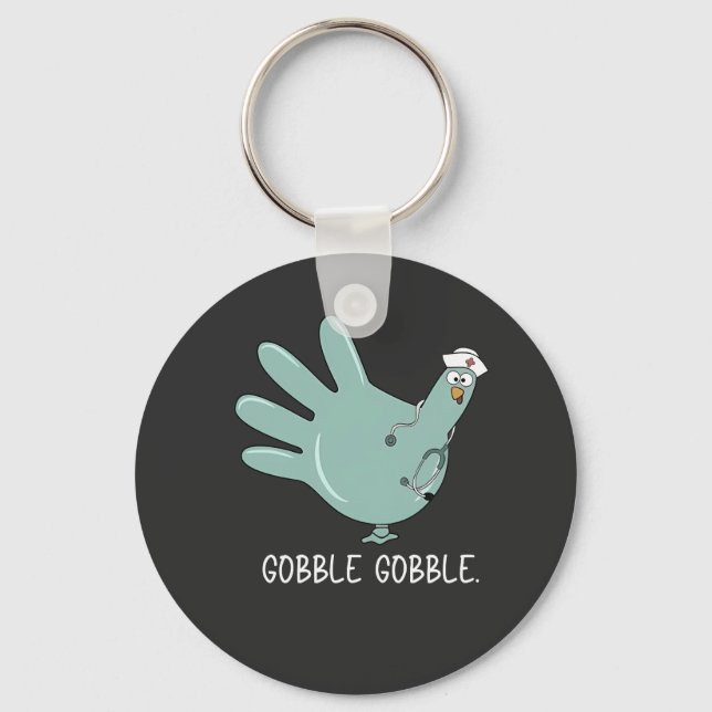 ER Nurse Turkey Gobble Squad ER Nurse Thanksgiving Keychain (Front)