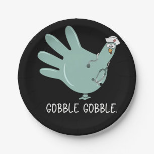 ER Nurse Turkey Gobble Squad ER Nurse Thanksgiving Paper Plate