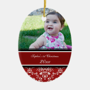 Ęr ornement de Noël de damassé du bébé rouge 