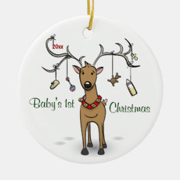 Ęr ornement de Noël du bébé - photo de renne
