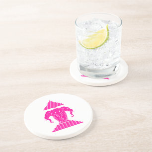 Erawan Pink Three Headed Elephant Lao / Laos Flag Coaster