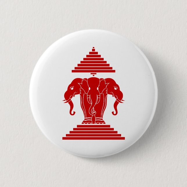 Erawan Three Headed Elephant Lao / Laos Flag 2 Inch Round Button (Front)