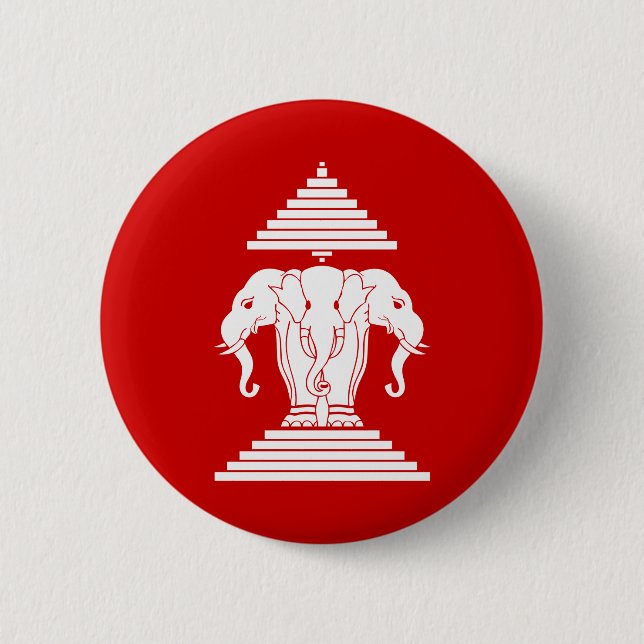Erawan Three Headed Elephant Lao / Laos Flag 2 Inch Round Button (Front)