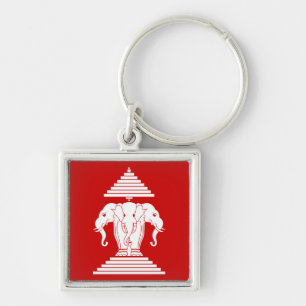 Erawan Three Headed Elephant Lao / Laos Flag Keychain