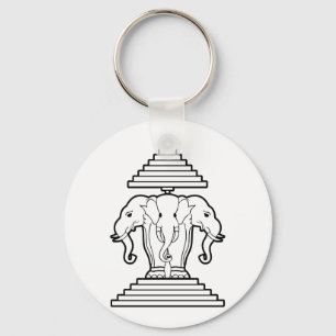Erawan Three Headed Elephant Lao / Laos Flag Keychain