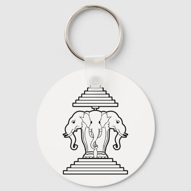 Erawan Three Headed Elephant Lao / Laos Flag Keychain (Front)