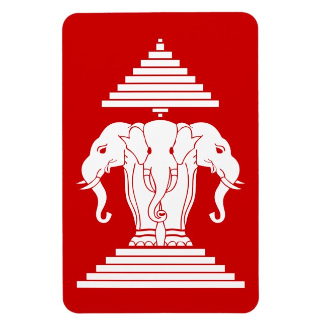 Erawan Three Headed Elephant Lao / Laos Flag Magnet (Vertical)