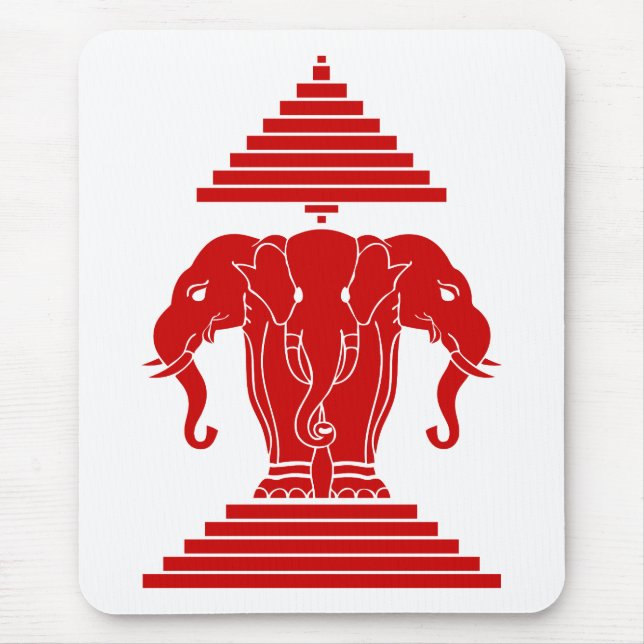 Erawan Three Headed Elephant Lao / Laos Flag Mouse Pad (Front)