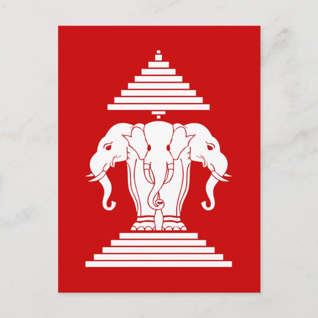 Erawan Three Headed Elephant Lao / Laos Flag Postcard (Front)